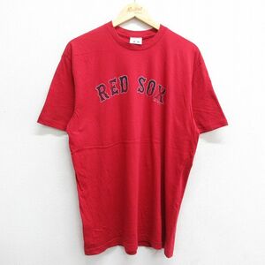 XL/古着 マジェスティック 半袖 ビンテージ Tシャツ メンズ 00s MLB ボストンレッドソックス コットン クルーネック 赤 レッド メジャ