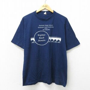 L/古着 半袖 ビンテージ Tシャツ メンズ 80s Brighton クルーネック 紺 ネイビー 23jun08 中古