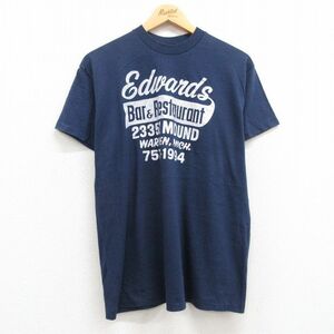 L/古着 半袖 ビンテージ Tシャツ メンズ 90s Edwards クルーネック 紺 ネイビー spe 23jul06 中古