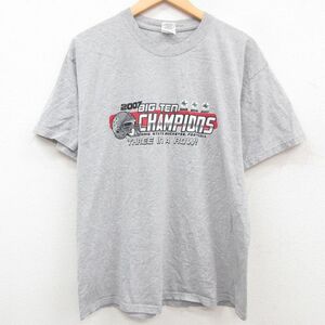 XL/古着 半袖 ビンテージ Tシャツ メンズ 00s BIG TEN CHAMPIONS アメフト クルーネック グレー 霜降り 23may10 中古