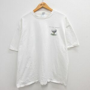 XL/古着 半袖 ビンテージ Tシャツ メンズ 00s ゴルフ 大きいサイズ クルーネック コットン 白 ホワイト spe 23mar17 中古