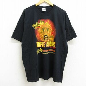 XL/古着 半袖 ビンテージ Tシャツ メンズ 00s ガスマスク TRIPLE ATOMIC 大きいサイズ コットン クルーネック 黒 ブラック 23mar29 中