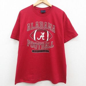 XL/古着 半袖 ビンテージ Tシャツ メンズ 00s ALABAMA フットボール コットン クルーネック エンジ 23jun15 中古