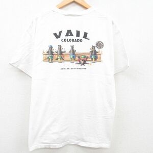 XL/古着 半袖 ビンテージ Tシャツ メンズ 00s VAIL コロラド クマ ビール コットン クルーネック 白 ホワイト 23jun21 中古