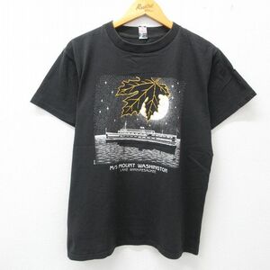 L/古着 半袖 ビンテージ Tシャツ メンズ 90s 船 ワシントン コットン クルーネック 黒 ブラック 23jun13 中古