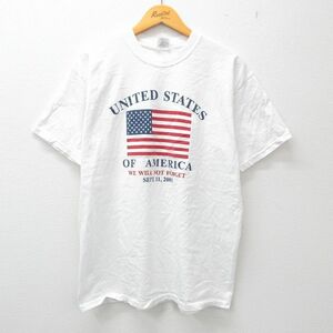 XL/古着 半袖 ビンテージ Tシャツ メンズ 00s 星条旗 FORGET コットン クルーネック 白 ホワイト 23jun24 中古