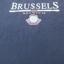 XL/古着 半袖 ビンテージ Tシャツ メンズ 00s BRUSSELS コットン クルーネック 紺 ネイビー 23jul11 中古_画像5