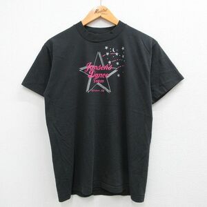 M/古着 半袖 ビンテージ Tシャツ メンズ 90s 星 ダンスチーム クルーネック 黒 ブラック 23jul01 中古