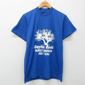 L/古着 半袖 ビンテージ Tシャツ メンズ 90s Gaytan Roots 木 クルーネック 青 ブルー 23jun17 中古