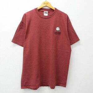 XL/古着 半袖 ビンテージ Tシャツ メンズ 90s HMSローズ バラ 船 コットン クルーネック エンジ 23jul20 中古