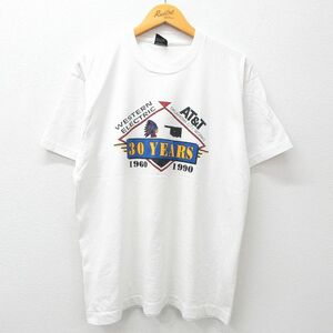 L/古着 半袖 ビンテージ Tシャツ メンズ 90s ウエスタンエレクトリック インディアン クルーネック 白 ホワイト spe 23jul26 中古