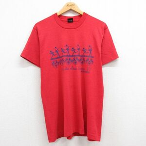 M/古着 半袖 ビンテージ Tシャツ メンズ 90s Capital コーチ COACH クルーネック 赤 レッド 23jul24 中古