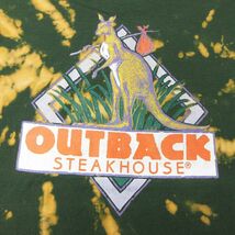 XL/古着 半袖 ビンテージ Tシャツ メンズ 90s カンガルー OUTBACK コットン クルーネック 緑他 グリーン ブリーチ加工 23aug07 中古_画像3