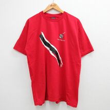 XL/古着 半袖 ビンテージ Tシャツ メンズ 00s トリニダードトバゴ スティールパン 大きいサイズ コットン クルーネック 赤 レッド 23au_画像1