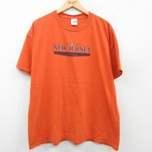 XL/古着 半袖 ビンテージ Tシャツ メンズ 00s ニュージャージー 大きいサイズ コットン クルーネック オレンジ 23aug31 中古_画像1