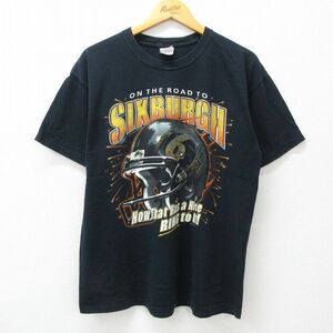 L/古着 半袖 ビンテージ Tシャツ メンズ 00s NFL ピッツバーグスティーラーズ シックスバーグ コットン クルーネック 黒 ブラック アメ