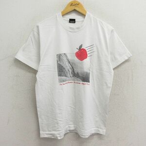 L/古着 半袖 ビンテージ Tシャツ メンズ 90s リンゴ クルーネック 白 ホワイト 23jul24 中古