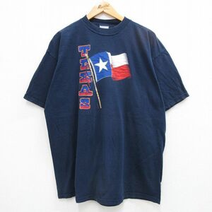 XL/古着 TULTEX 半袖 ビンテージ Tシャツ メンズ 90s テキサス 大きいサイズ コットン クルーネック 紺 ネイビー 23sep01 中古