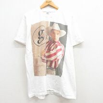 L/古着 ヘインズ 半袖 ビンテージ ロック バンド Tシャツ メンズ 00s ガースブルックス コットン クルーネック 白 ホワイト 23mar16 中_画像1