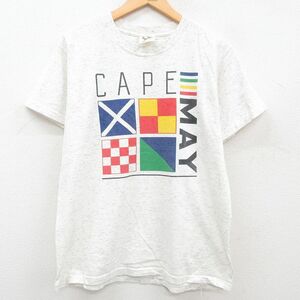 L/古着 半袖 ビンテージ Tシャツ メンズ 90s CAPE コットン クルーネック 白 ホワイト 霜降り 23jul21 中古