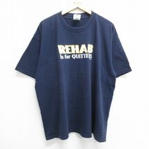 XL/古着 半袖 ビンテージ Tシャツ メンズ 00s REHAB 大きいサイズ コットン クルーネック 紺 ネイビー 23jul13 中古_画像1