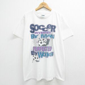 L/古着 半袖 ビンテージ Tシャツ メンズ 90s サッカー コットン クルーネック 白 ホワイト 23aug19 中古