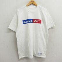 XL/古着 リーボック 半袖 ビンテージ Tシャツ メンズ 90s ビッグロゴ コットン クルーネック 白 ホワイト 23sep07 中古_画像1