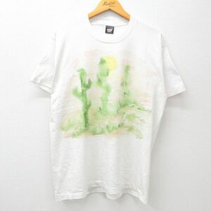 XL/古着 スクリーンスターズ 半袖 ビンテージ Tシャツ メンズ 80s サボテン ハンドペイント エアブラシ クルーネック 白 ホワイト 23au