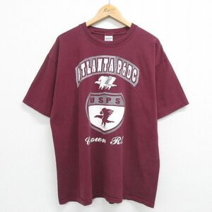 XL/古着 半袖 ビンテージ Tシャツ メンズ 00s アトランタ USPS 手紙 コットン クルーネック エンジ 23aug28 中古