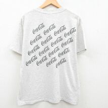 XL/古着 ヘインズ 半袖 ビンテージ Tシャツ メンズ 90s コカコーラ カウボーイ 馬 クルーネック 薄グレー 霜降り spe 23aug18 中古_画像2