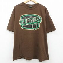 XL/古着 半袖 ビンテージ Tシャツ メンズ 00s ギネス ビール 大きいサイズ クルーネック 濃茶 ブラウン 23aug26 中古_画像1