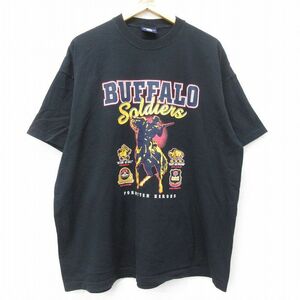 XL/古着 半袖 ビンテージ Tシャツ メンズ 90s バッファローソルジャー 大きいサイズ コットン クルーネック 黒 ブラック 23sep11 中古