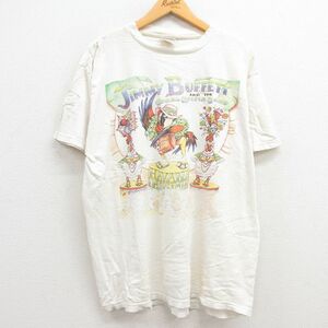 XL/古着 半袖 ビンテージ ロック バンド Tシャツ メンズ 90s ジミーバフェット 大きいサイズ コットン クルーネック 白 ホワイト 23apr