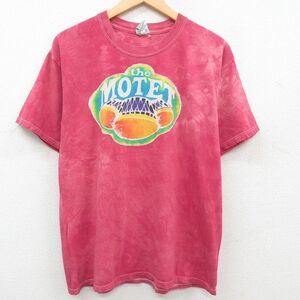 XL/古着 半袖 ビンテージ ロック バンド Tシャツ メンズ 00s The Motet コットン クルーネック 赤系 レッド タイダイ 23jul08 中古