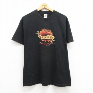 L/古着 半袖 ビンテージ ロック バンド Tシャツ メンズ 00s レッカーズ コットン クルーネック 黒 ブラック 23jul08 中古