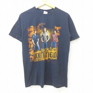 M/古着 半袖 ビンテージ ロック バンド Tシャツ メンズ 00s ラスカルフラッツ コットン クルーネック 黒 ブラック 22jul22 中古