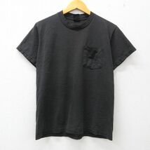 M/古着 半袖 ビンテージ Tシャツ メンズ 90s レスキュー UAW 胸ポケット付き クルーネック 黒 ブラック 23jun03 中古_画像2