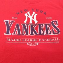 XL/古着 半袖 ビンテージ Tシャツ メンズ 00s MLB ニューヨークヤンキース 大きいサイズ コットン クルーネック 赤 レッド メジャーリ_画像2