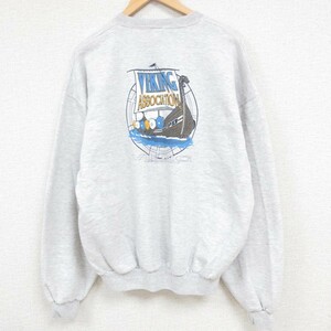 XL/古着 ジャージーズ 長袖 スウェット メンズ 00s バイキング 船 クルーネック 薄グレー 霜降り 23dec06 中古 スエット トレーナー ト