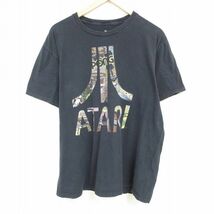 XL/古着 半袖 Tシャツ メンズ ゲーム アタリ ATARI 大きいサイズ コットン クルーネック 黒 ブラック 23aug09 中古_画像1