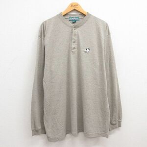 XL/古着 ビッグドッグス 長袖 ビンテージ Tシャツ メンズ 00s 犬 ヘンリーネック グレー 霜降り 23aug19 中古