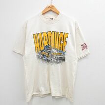 L/古着 半袖 ビンテージ Tシャツ メンズ 00s ハーディンジ レーシングカー コットン クルーネック 白系 ホワイト 23jul27 中古_画像1