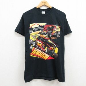 M/古着 半袖 ビンテージ Tシャツ メンズ 00s レーシングカー ブラントングロッソ 企業広告 コットン クルーネック 黒 ブラック 23jun14