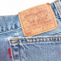 W37/古着 リーバイス Levis 505 ショート パンツ ショーツ メンズ 00s コットン 紺 ネイビー デニム 24mar12 中古 ボトムス 短パン ショー_画像3