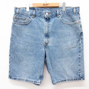 W37/古着 リーバイス Levis 505 ショート パンツ ショーツ メンズ 00s コットン 紺 ネイビー デニム 24mar12 中古 ボトムス 短パン ショー