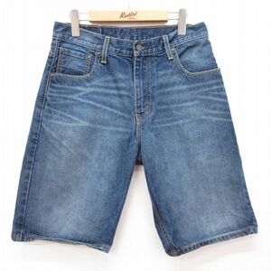 W31/古着 リーバイス Levis 569 ショート パンツ ショーツ メンズ ヒゲ コットン 紺 ネイビー デニム 24mar12 中古 ボトムス 短パン ショー