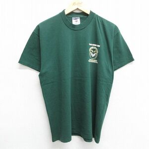 L/古着 ジャージーズ 半袖 ビンテージ Tシャツ メンズ 90s コロラドステートラムズ バスケットボール コットン クルーネック 濃緑 グリーン