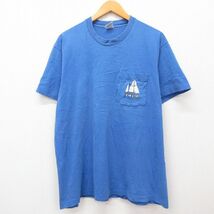 XL/古着 フルーツオブザルーム 半袖 ビンテージ Tシャツ メンズ 90s ヨット ラホーヤ 胸ポケット付き 大きいサイズ コットン クルーネック_画像2