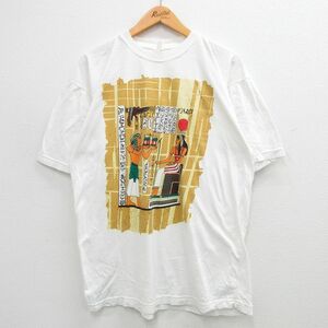 L/古着 半袖 ビンテージ Tシャツ メンズ 00s クレオパトラ 壁画 クルーネック 白 ホワイト 24mar13 中古