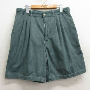 W33/古着 ビューグルボーイ ショート パンツ ショーツ メンズ 00s ゴルフ 緑 グリーン 24mar13 中古 ボトムス 短パン ショーパン ハーフ